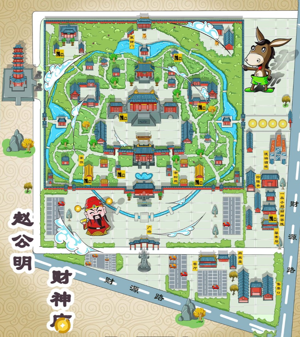 云阳寺庙类手绘地图